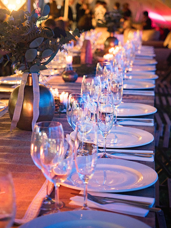 Banquet with wine glasses